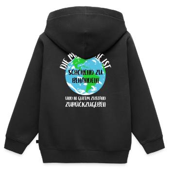 Naturschutz Klima Naturschützer Meer - Kinder Premium Organic Zip Hoodie - Schwarz - Hinten - AI Model Kid Male (0cm)
