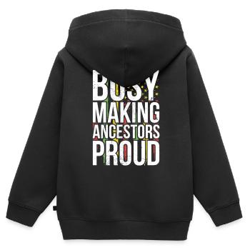 Beschäftigt, Vorfahren Stolz Auf Den Afrikanischen - Kinder Premium Organic Zip Hoodie - Schwarz - Hinten - AI Model Kid Male (0cm)