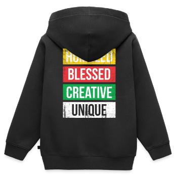 Humbled Blessed Creative Unique For Pride African - Kinder Premium Organic Zip Hoodie - Schwarz - Hinten - AI Model Kid Male (0cm)
