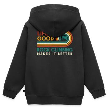 Das Leben Ist Gut. Klettern Macht Es Besser - Kinder Premium Organic Zip Hoodie - Schwarz - Hinten - AI Model Kid Male (0cm)