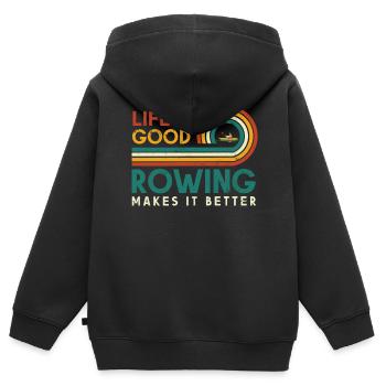 Das Leben Ist Gut Rudern Macht Es Besser Für - Kinder Premium Organic Zip Hoodie - Schwarz - Hinten - AI Model Kid Male (0cm)