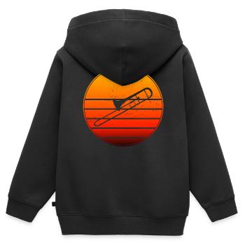 Brass Instrument Gentlemen Trombonistes Brass Band - Sweat Premium à capuche zippé enfant bio - noir - Dos - AI Model Kid Male (0cm)