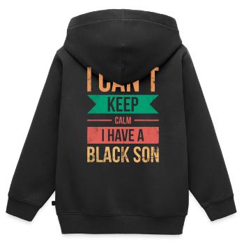 Ich Kann Nicht Ruhig Bleiben Ich Habe Einen - Kinder Premium Organic Zip Hoodie - Schwarz - Hinten - AI Model Kid Male (0cm)