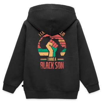 Ich Kann Nicht Ruhig Bleiben Ich Habe Einen - Kinder Premium Organic Zip Hoodie - Schwarz - Hinten - AI Model Kid Male (0cm)
