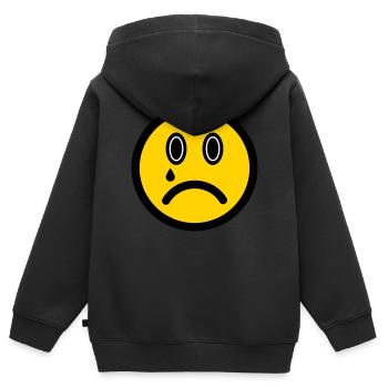 Weinendes Emoticon - Bildsymbol - Strichgesicht - Kinder Premium Organic Zip Hoodie - Schwarz - Hinten - AI Model Kid Male (0cm)