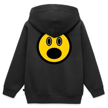 Verblüfftes Emoticon - Bildsymbol - Strichgesicht - Kinder Premium Organic Zip Hoodie - Schwarz - Hinten - AI Model Kid Male (0cm)
