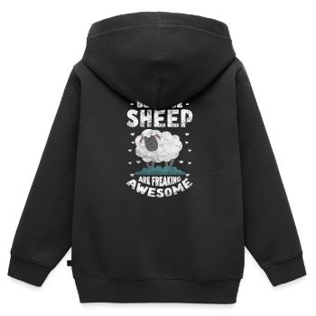Moutons Élevage Élevage Mouton Chèvre Cadeau - Sweat Premium à capuche zippé enfant bio - noir - Dos - AI Model Kid Male (0cm)