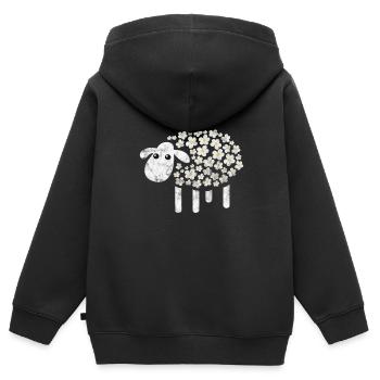 Moutons Élevage Élevage Mouton Chèvre Cadeau - Sweat Premium à capuche zippé enfant bio - noir - Dos - AI Model Kid Male (0cm)