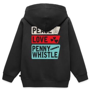 Peace Love Penny Whistle Irish Music - Kinder Premium Organic Zip Hoodie - Schwarz - Hinten - AI Model Kid Male (0cm)