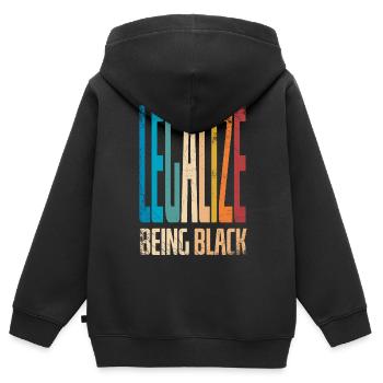 Legalisieren Sie, Schwarz Zu Sein, Um - Kinder Premium Organic Zip Hoodie - Schwarz - Hinten - AI Model Kid Male (0cm)
