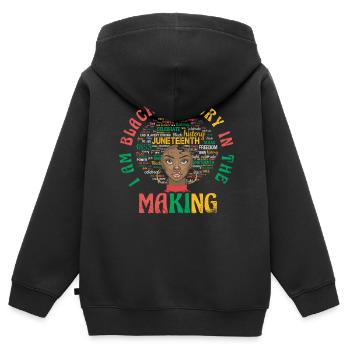Ich Bin Schwarze Geschichte Im Entstehen Für Den - Kinder Premium Organic Zip Hoodie - Schwarz - Hinten - AI Model Kid Male (0cm)