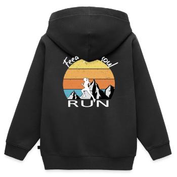 Trail Running - Kinder Premium Organic Zip Hoodie - Schwarz - Hinten - AI Model Kid Male (0cm)