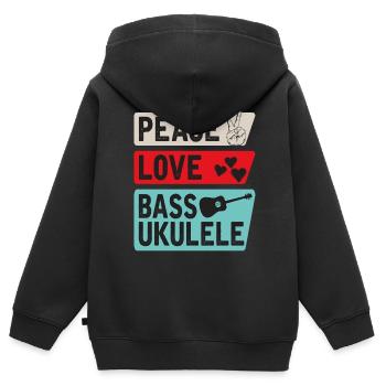 Peace Love Bass Ukulele Instrument Music - Kinder Premium Organic Zip Hoodie - Schwarz - Hinten - AI Model Kid Male (0cm)