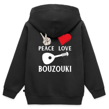 Bouzouki Music Instrument Irish Bouzouki - Kinder Premium Organic Zip Hoodie - Schwarz - Hinten - AI Model Kid Male (0cm)