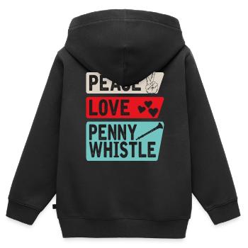 Peace Love Penny Instrument de sifflet - Sweat Premium à capuche zippé enfant bio - noir - Dos - AI Model Kid Male (0cm)