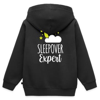 Expert pour les nuitées douces fête nuitée - Sweat Premium à capuche zippé enfant bio - noir - Dos - AI Model Kid Male (0cm)