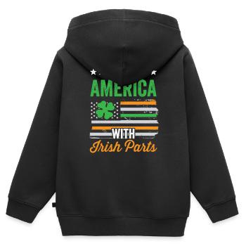 Made In America With Irish Parts Irish - Kids Premium Organic Zip-up Hoodie - black - Back - AI Model Kid Male (0cm)