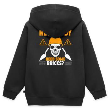 Hey buddy Avez-vous besoin de briques? - Sweat Premium à capuche zippé enfant bio - noir - Dos - AI Model Kid Male (0cm)