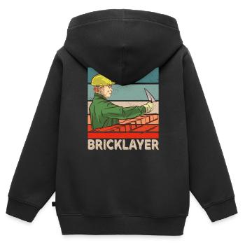 Maçon Brique Artisans Maçonnerie - Sweat Premium à capuche zippé enfant bio - noir - Dos - AI Model Kid Male (0cm)