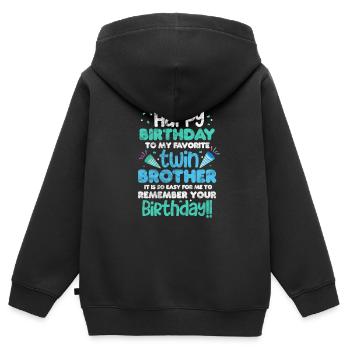 Frère - Sweat Premium à capuche zippé enfant bio - noir - Dos - AI Model Kid Male (0cm)
