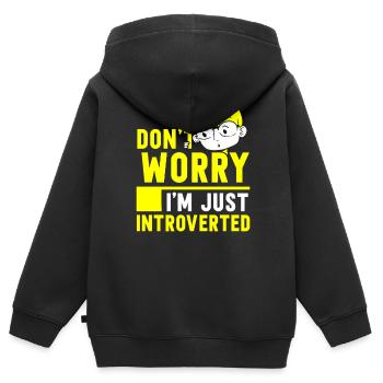 Keine Sorge Ich Bin Nur Introvertiert Schüchtern - Kinder Premium Organic Zip Hoodie - Schwarz - Hinten - AI Model Kid Male (0cm)