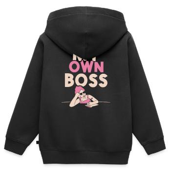 Mon propre patron Freelance freelance - Sweat Premium à capuche zippé enfant bio - noir - Dos - AI Model Kid Male (0cm)
