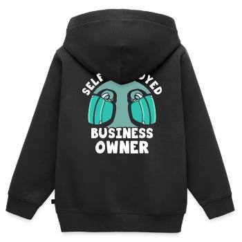 Propriétaire d’entreprise indépendant Travailleur autonome - Sweat Premium à capuche zippé enfant bio - noir - Dos - AI Model Kid Male (0cm)