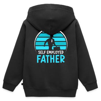 Père indépendant Pigiste Indépendant - Sweat Premium à capuche zippé enfant bio - noir - Dos - AI Model Kid Male (0cm)