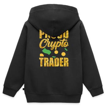 Fier Crypto Trader Trade Crypto Trading - Sweat Premium à capuche zippé enfant bio - noir - Dos - AI Model Kid Male (0cm)