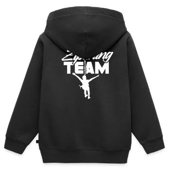 Ziplining Team Sprüche Sport Zipline Seilrutsche - Kinder Premium Organic Zip Hoodie - Schwarz - Hinten - AI Model Kid Male (0cm)