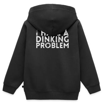 J’ai un problème d’alcool pour les joueurs de pickleball - Sweat Premium à capuche zippé enfant bio - noir - Dos - AI Model Kid Male (0cm)