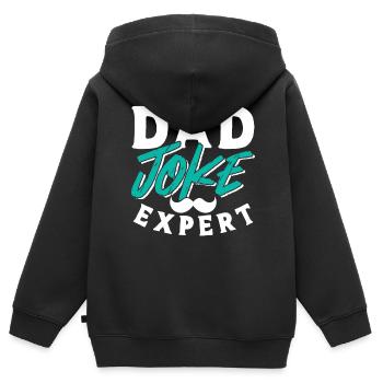Papa Blague Papa Blagues Père - Sweat Premium à capuche zippé enfant bio - noir - Dos - AI Model Kid Male (0cm)