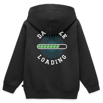 Papa Blague Papa Blagues Père - Sweat Premium à capuche zippé enfant bio - noir - Dos - AI Model Kid Male (0cm)