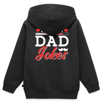 Papa Blague Papa Blagues Père - Sweat Premium à capuche zippé enfant bio - noir - Dos - AI Model Kid Male (0cm)