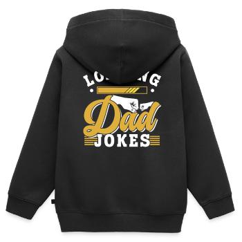 Papa Blague Papa Blagues Père - Sweat Premium à capuche zippé enfant bio - noir - Dos - AI Model Kid Male (0cm)