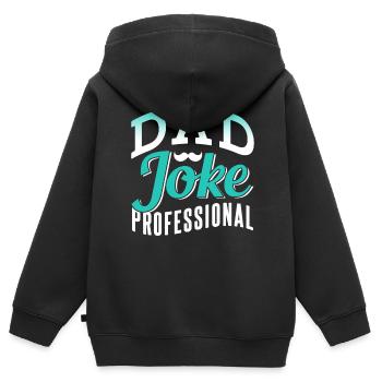 Papa Blague Papa Blague Père Blagues - Sweat Premium à capuche zippé enfant bio - noir - Dos - AI Model Kid Male (0cm)
