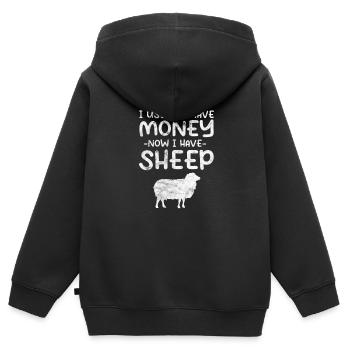 Moutons Élevage Élevage Mouton Chèvre Cadeau - Sweat Premium à capuche zippé enfant bio - noir - Dos - AI Model Kid Male (0cm)