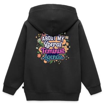 Agenda féministe libéral Féminisme Féministe - Sweat Premium à capuche zippé enfant bio - noir - Dos - AI Model Kid Male (0cm)