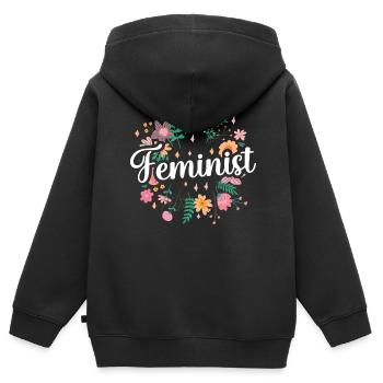 Feministisch Feminismus Feminist Frauenrechte - Kinder Premium Organic Zip Hoodie - Schwarz - Hinten - AI Model Kid Male (0cm)
