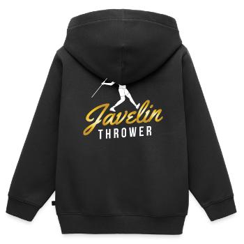 Lancer du javelot Lancer du javelot Lancer du javelot - Sweat Premium à capuche zippé enfant bio - noir - Dos - AI Model Kid Male (0cm)