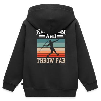 Restez calme et lancez des lancers de javelot lointains - Sweat Premium à capuche zippé enfant bio - noir - Dos - AI Model Kid Male (0cm)