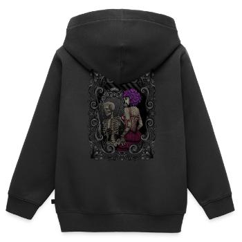Skelett Spiegelbild - innerlich tot - Gothic - Kinder Premium Organic Zip Hoodie - Schwarz - Hinten - AI Model Kid Male (0cm)