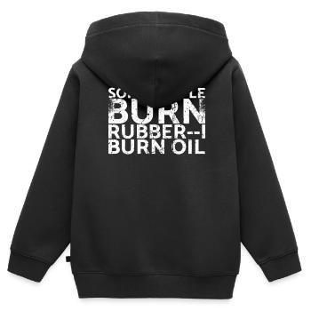 Manche Leute Verbrennen Gummi, Ich Verbrenne Öl - Kinder Premium Organic Zip Hoodie - Schwarz - Hinten - AI Model Kid Male (0cm)