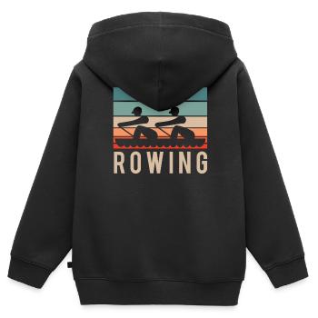 Aviron Aviron Bateau Aviron Aviron - Sweat Premium à capuche zippé enfant bio - noir - Dos - AI Model Kid Male (0cm)