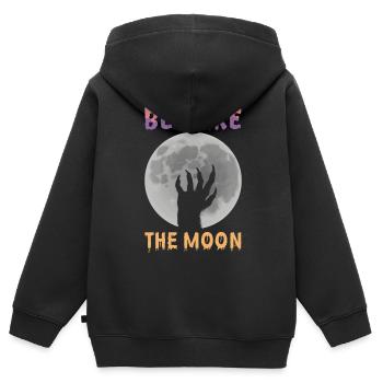 Hüten Sie Sich Vor Dem Mond-design Für - Kinder Premium Organic Zip Hoodie - Schwarz - Hinten - AI Model Kid Male (0cm)