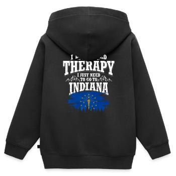 Indiana - Kinder Premium Organic Zip Hoodie - Schwarz - Hinten - AI Model Kid Male (0cm)