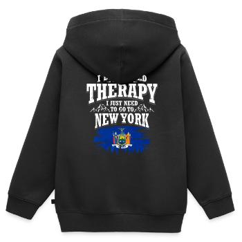 New York - Kinder Premium Organic Zip Hoodie - Schwarz - Hinten - AI Model Kid Male (0cm)