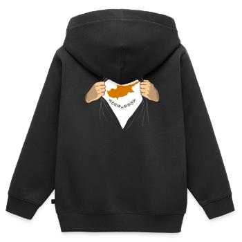 Chypre - Sweat Premium à capuche zippé enfant bio - noir - Dos - AI Model Kid Male (0cm)