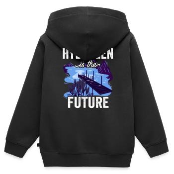 L’hydrogène est l’élément d’avenir hydrogène - Sweat Premium à capuche zippé enfant bio - noir - Dos - AI Model Kid Male (0cm)