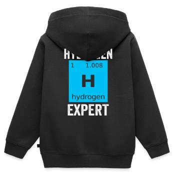 Hydrogène Expert Élément Energie Hydrogène - Sweat Premium à capuche zippé enfant bio - noir - Dos - AI Model Kid Male (0cm)